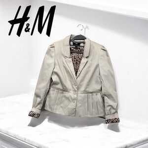 H&M Khaki Blazer with Leopard Print Lining